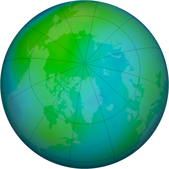 Arctic ozone map for October 2003